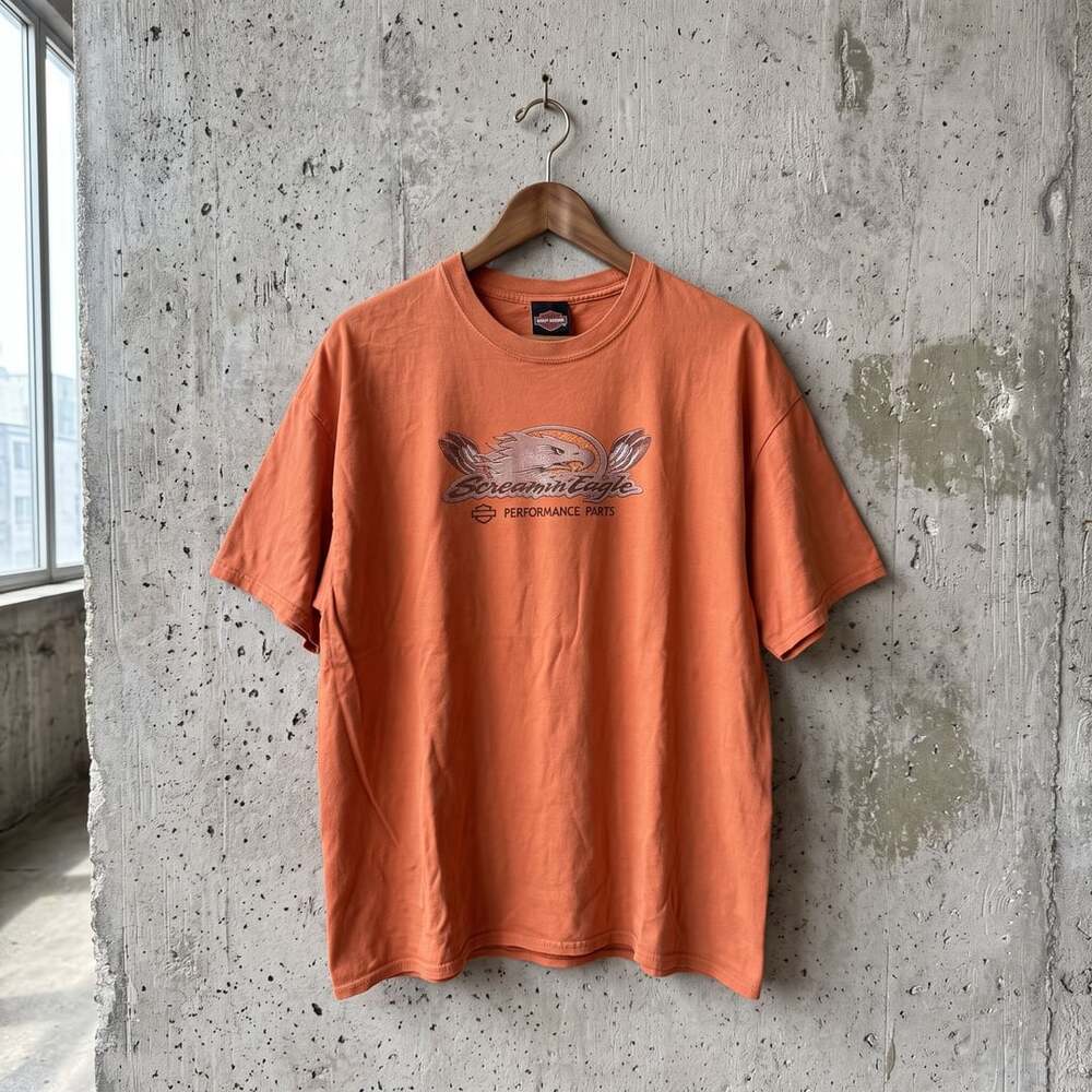 Harley-Davidson Screamin Eagle T-Shirt Orange Graphic Men's XL